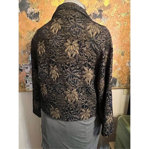 Habitat Blue & Gold Tapestry Boxy Art to Wear Jacket Size M - Picture 3 of 7